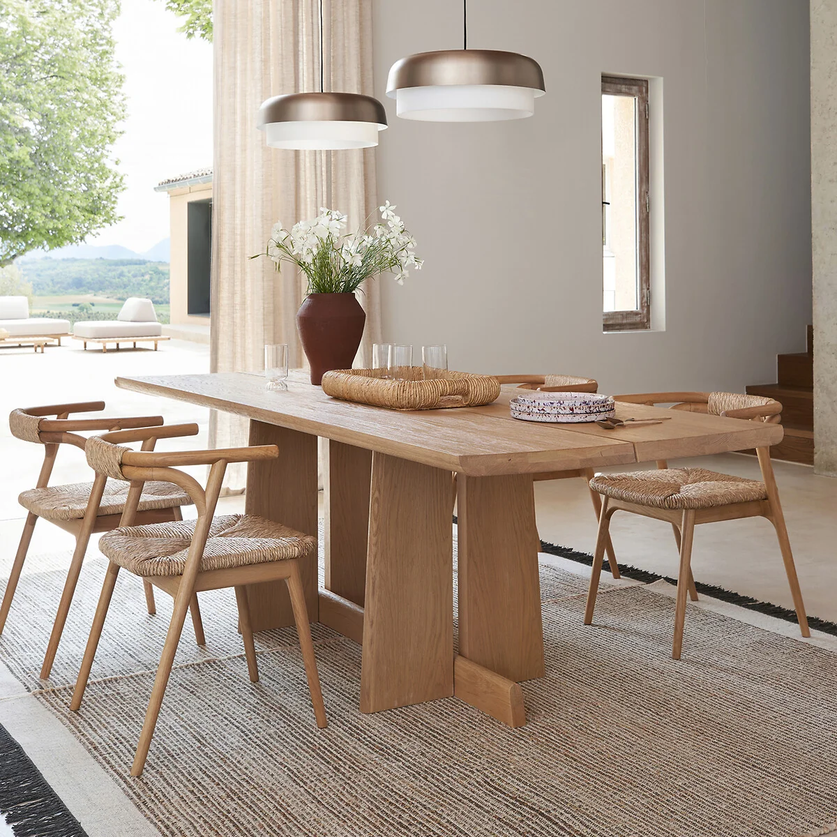 Fermyo Table Armchair in Oak and Straw – image 2
