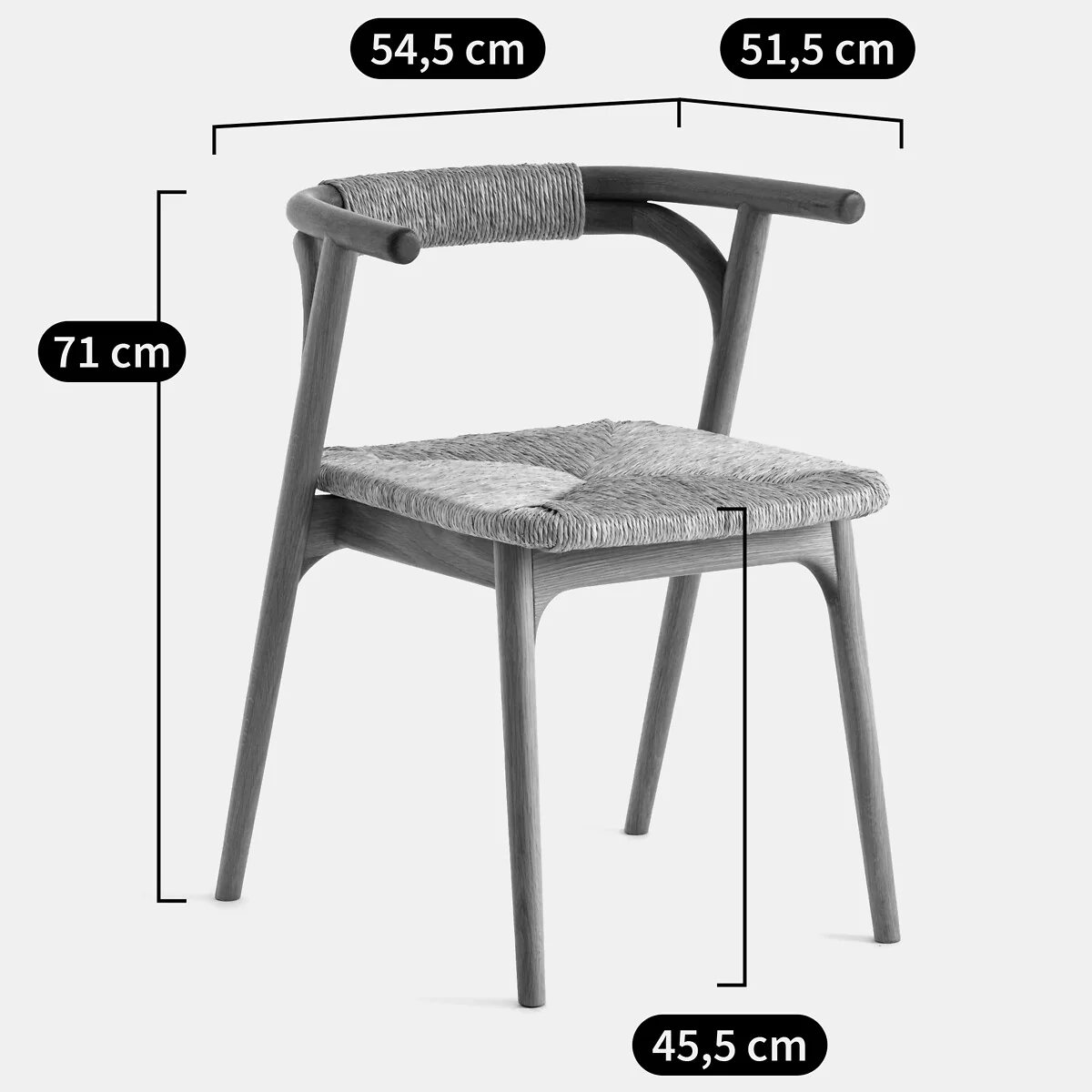 Fermyo Table Armchair in Oak and Straw – image 7