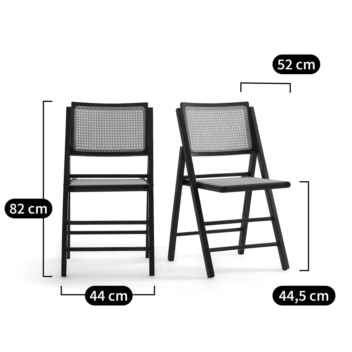 Set of 2 Rivia Beech & Cane Folding Chairs – image 6