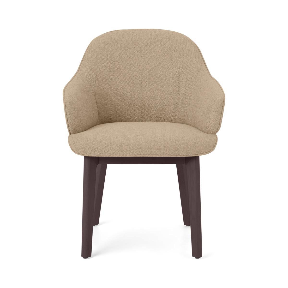 Erdee Carver Dining Chair, Soft Beige Weave with Dark Stain Legs – image 2
