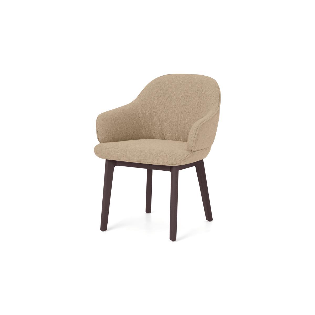 Erdee Carver Dining Chair, Soft Beige Weave with Dark Stain Legs – image 3