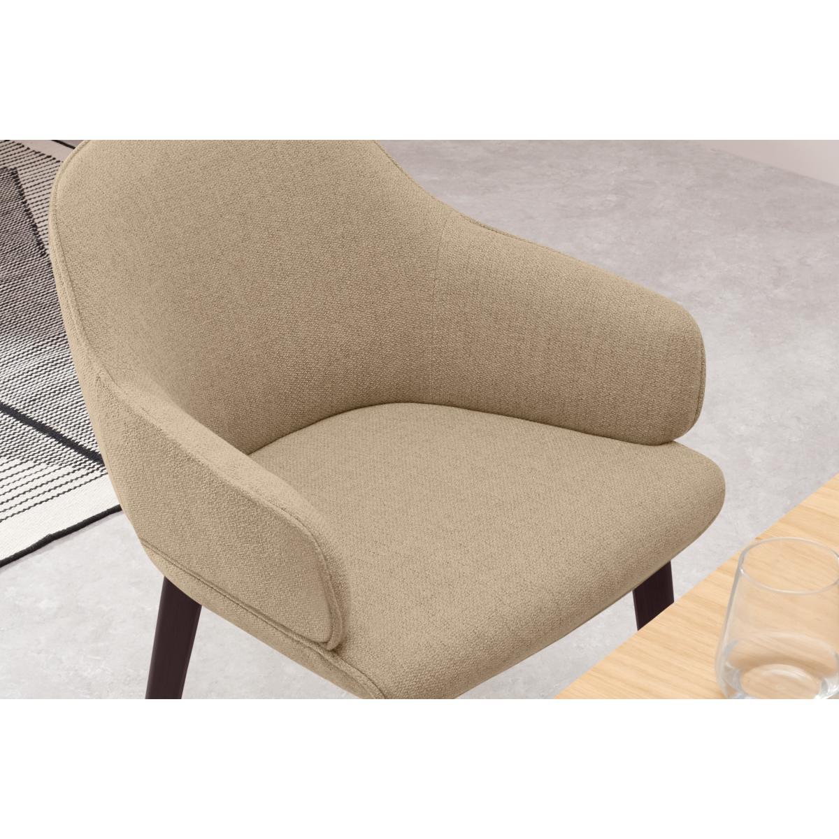 Erdee Carver Dining Chair, Soft Beige Weave with Dark Stain Legs – image 5