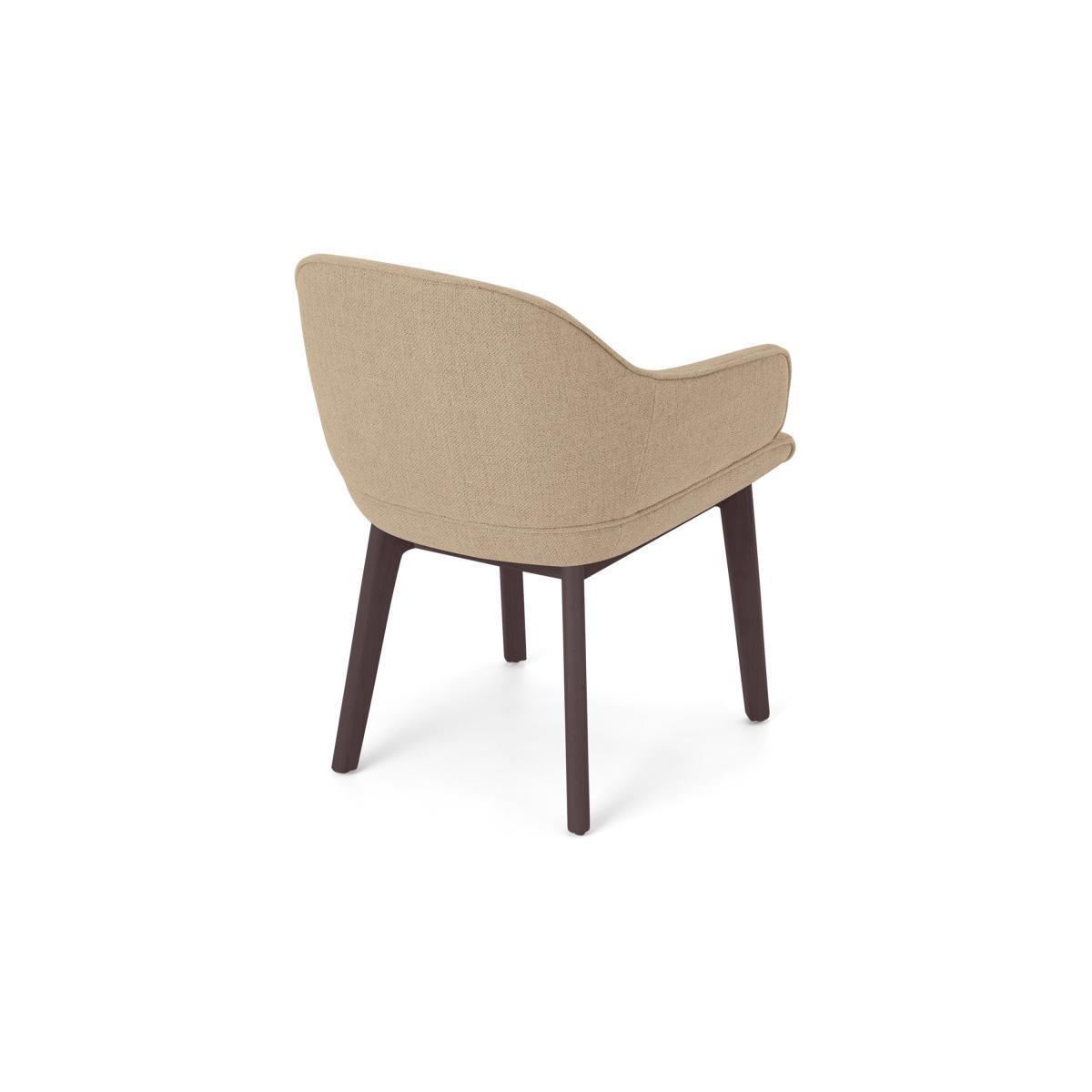 Erdee Carver Dining Chair, Soft Beige Weave with Dark Stain Legs – image 6