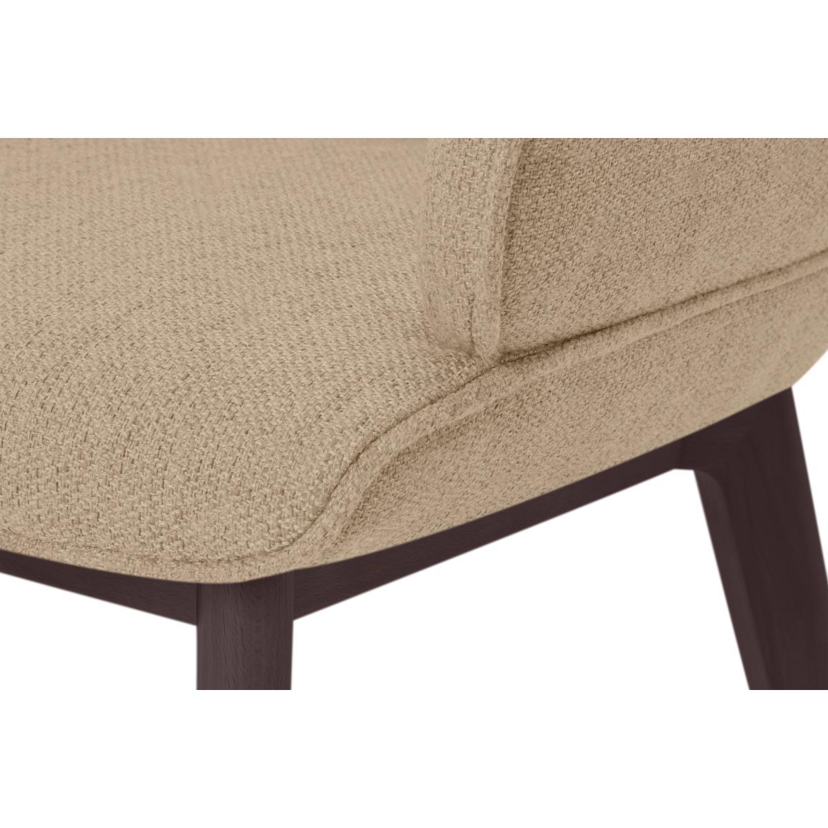 Erdee Carver Dining Chair, Soft Beige Weave with Dark Stain Legs – image 7