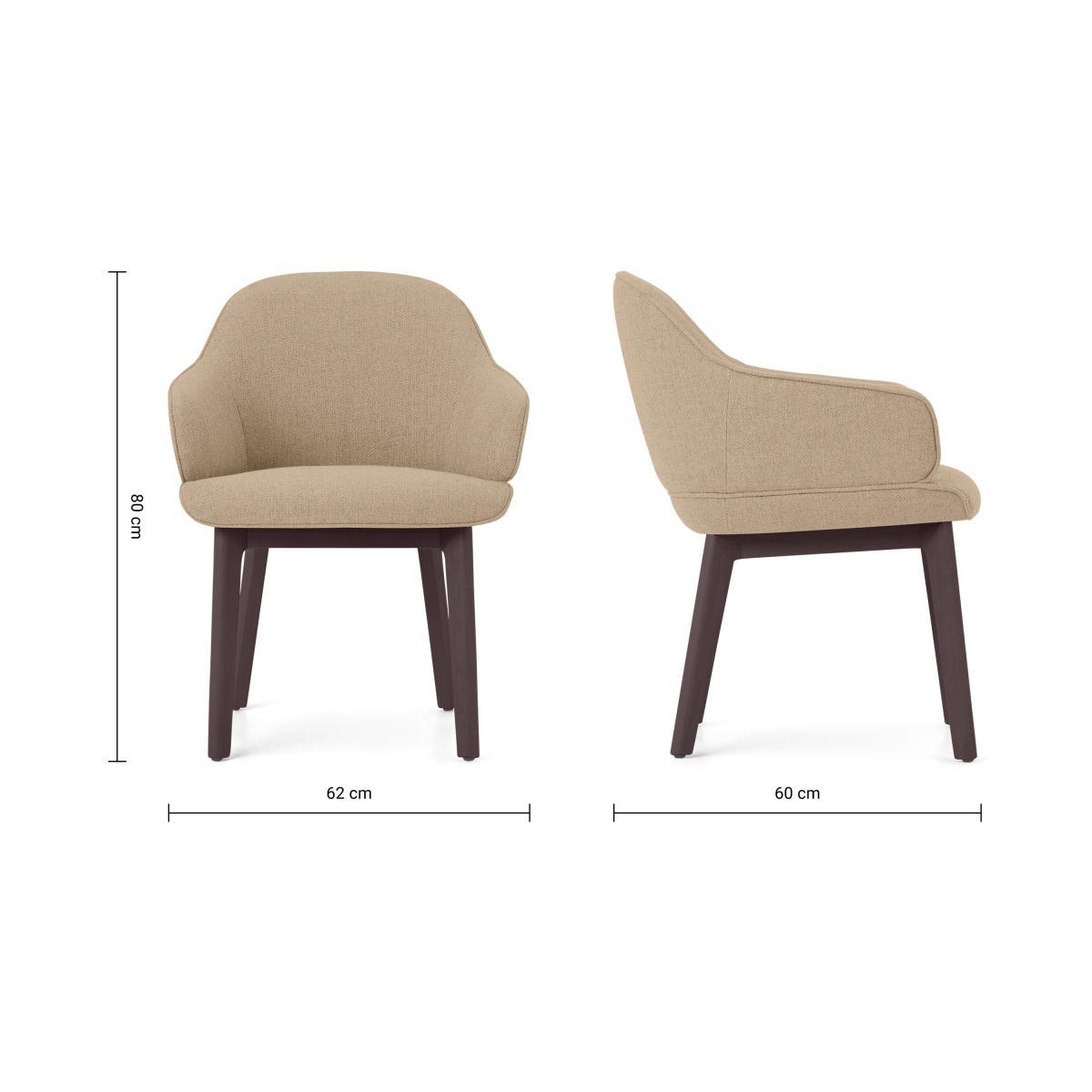 Erdee Carver Dining Chair, Soft Beige Weave with Dark Stain Legs – image 9
