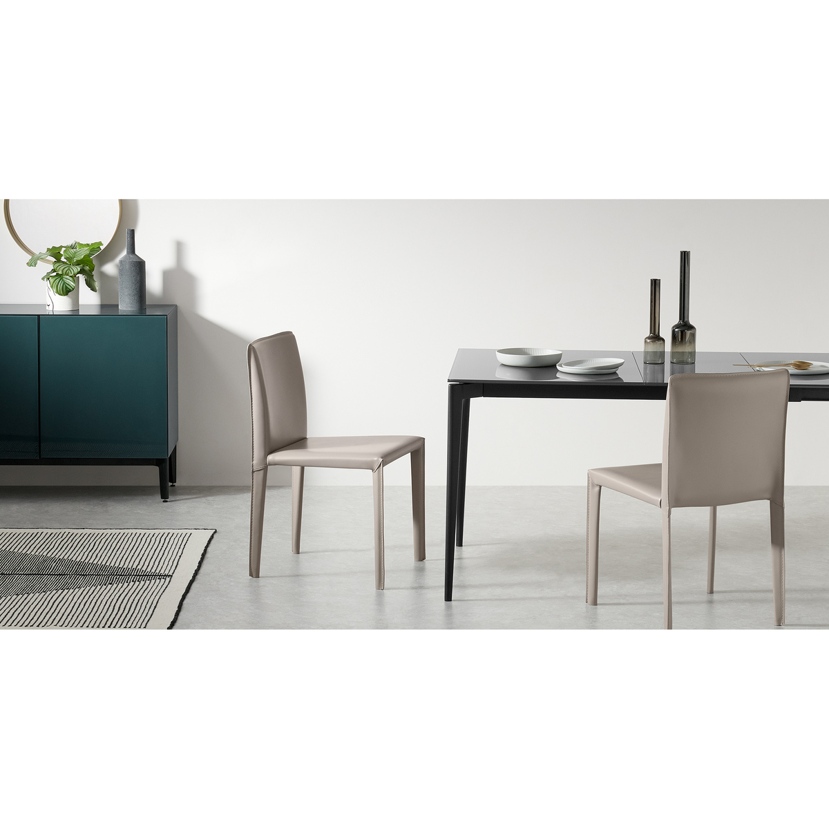 Calcott Set of 2 Dining Chairs, Putty Grey PVC – image 3