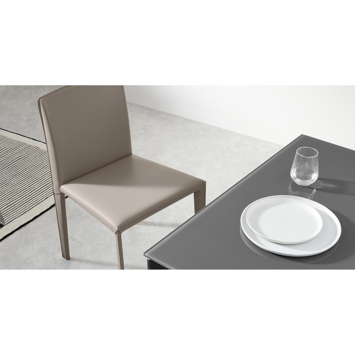 Calcott Set of 2 Dining Chairs, Putty Grey PVC – image 4