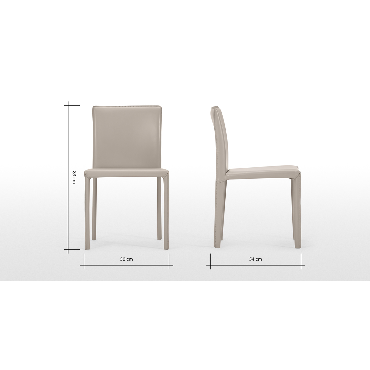 Calcott Set of 2 Dining Chairs, Putty Grey PVC – image 7