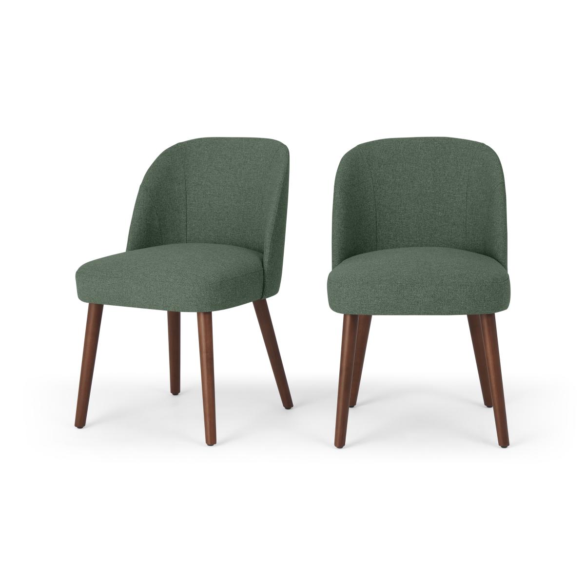 Swinton Set of 2 Dining Chairs, Darby Green with Dark Stain Legs – image 2