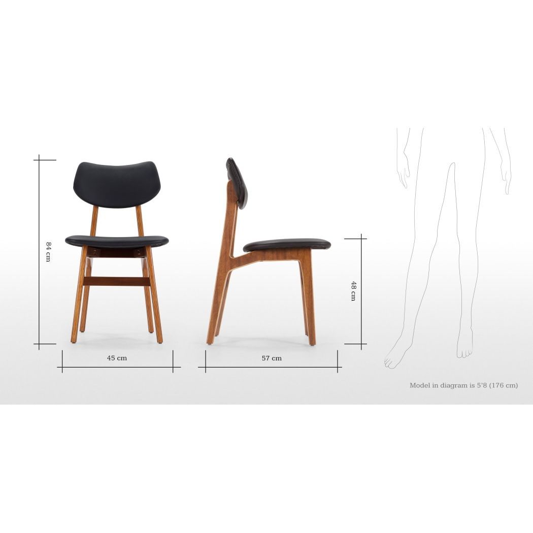 Jacob - Set of 2 Jacob Dining Chairs, Coal Black and Walnut – image 7