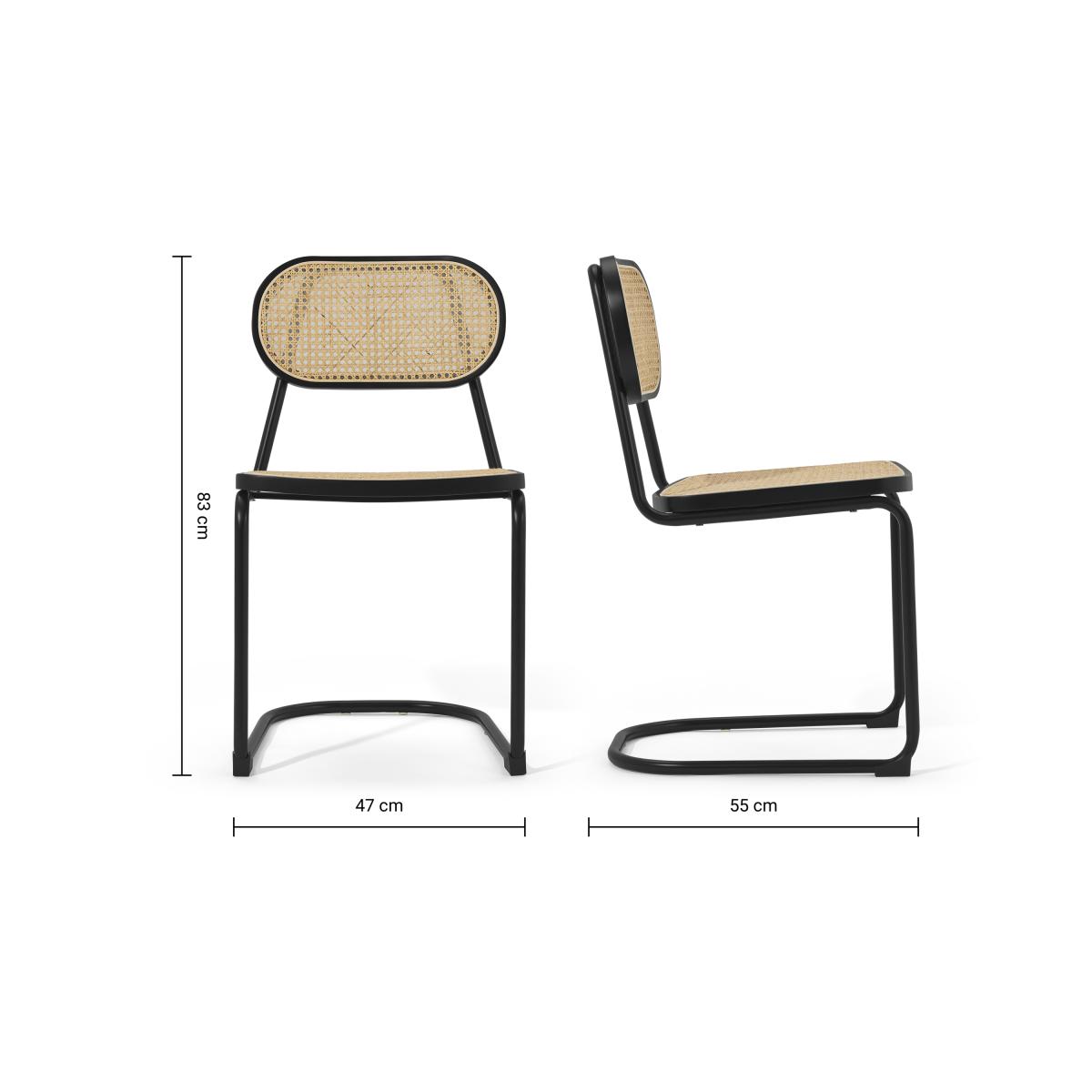 Leora Dining Chair, Cane & Black – image 9