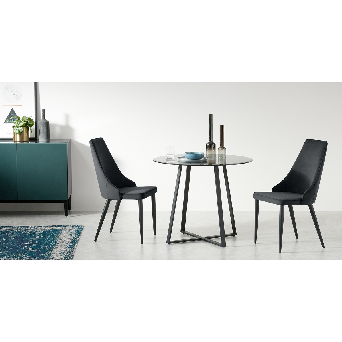 Julietta Set of 2 Dining Chairs, Lead Grey Velvet – image 3