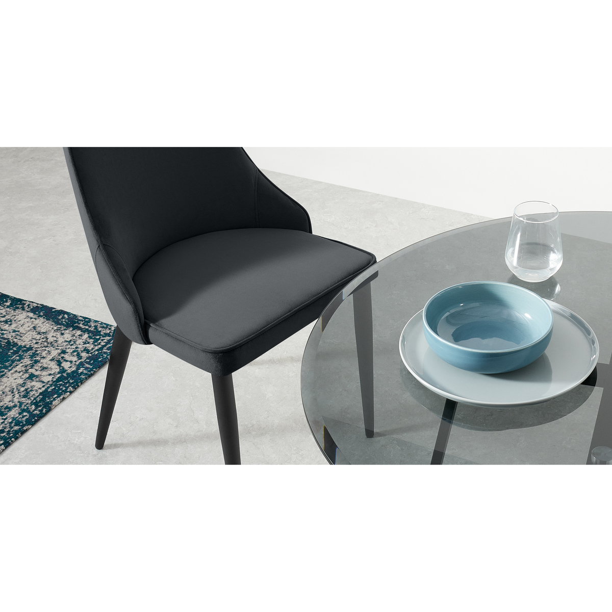 Julietta Set of 2 Dining Chairs, Lead Grey Velvet – image 4