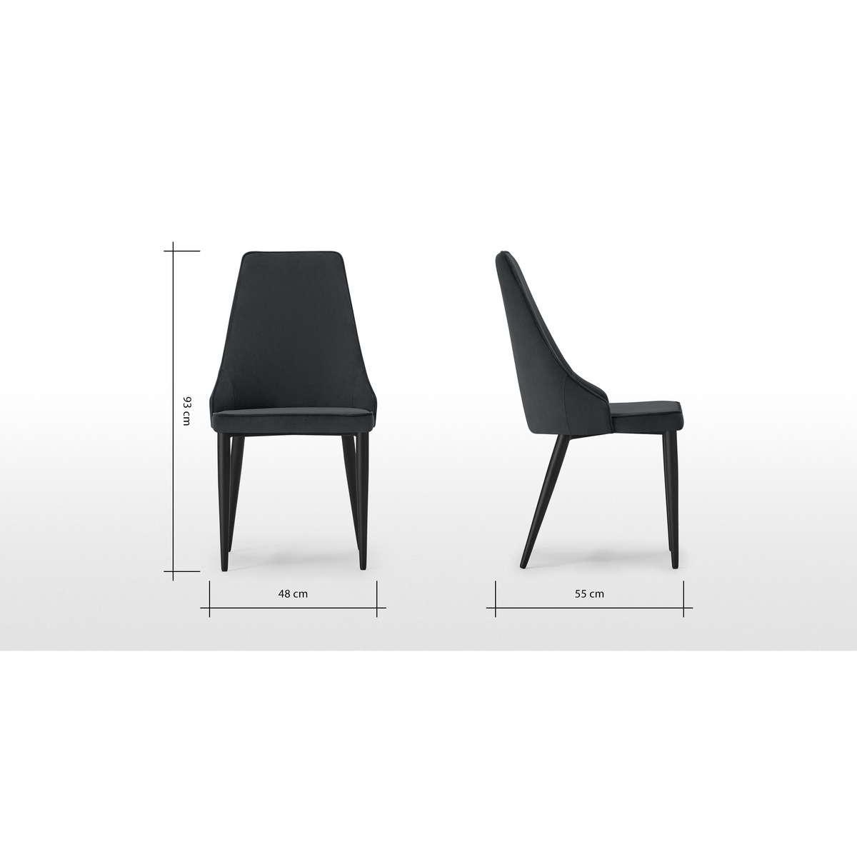 Julietta Set of 2 Dining Chairs, Lead Grey Velvet – image 7