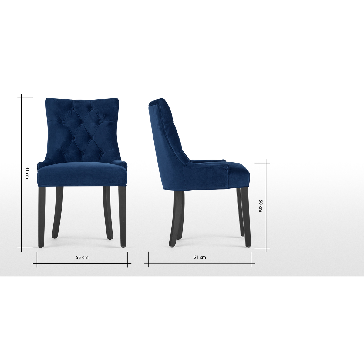 Flynn Scoop Back Chair, Royal Blue Velvet – image 2