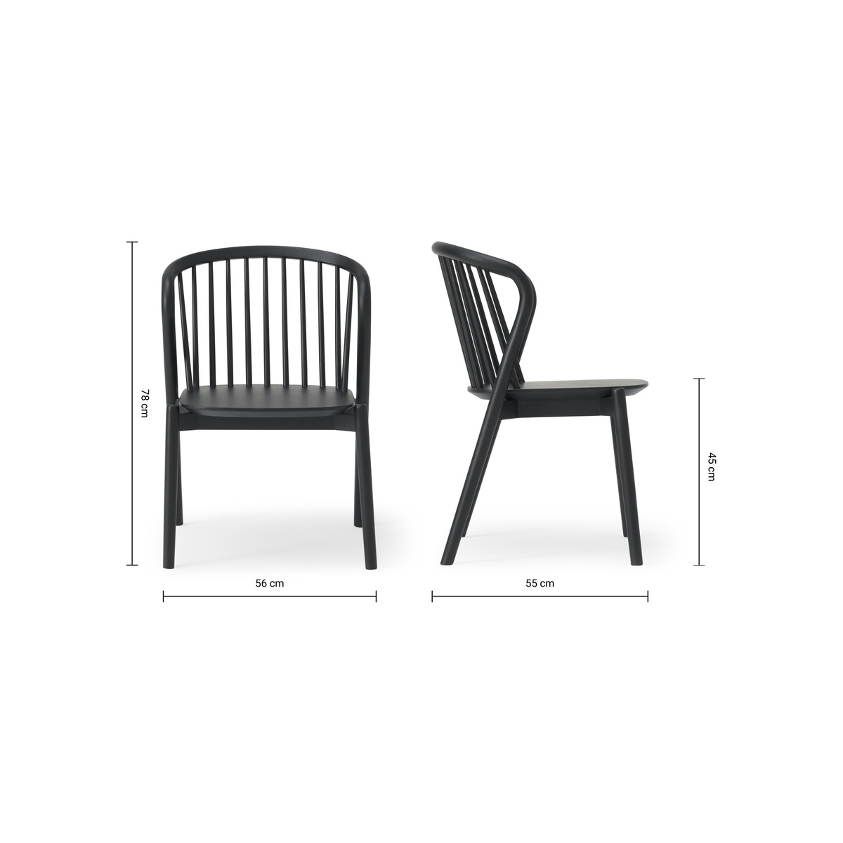 Tacoma Set of 2 Dining Chairs, Charcoal Black – image 7