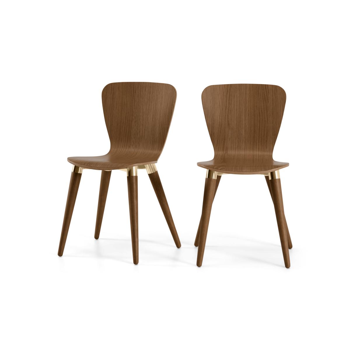 Set of 2 Edelweiss Dining Chairs, Walnut and Brass – image 2