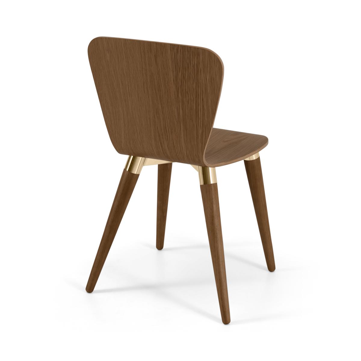Set of 2 Edelweiss Dining Chairs, Walnut and Brass – image 11