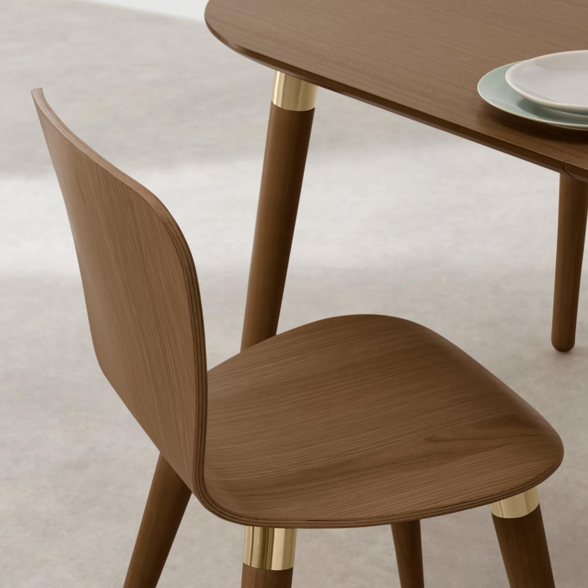 Set of 2 Edelweiss Dining Chairs, Walnut and Brass – image 12