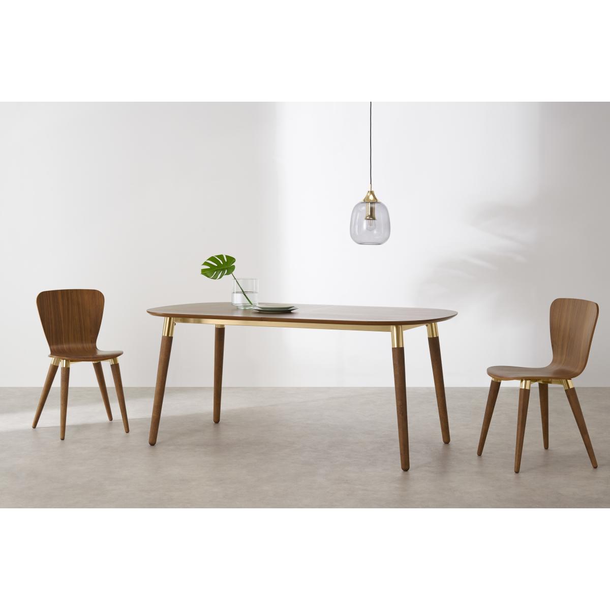 Set of 2 Edelweiss Dining Chairs, Walnut and Brass – image 3