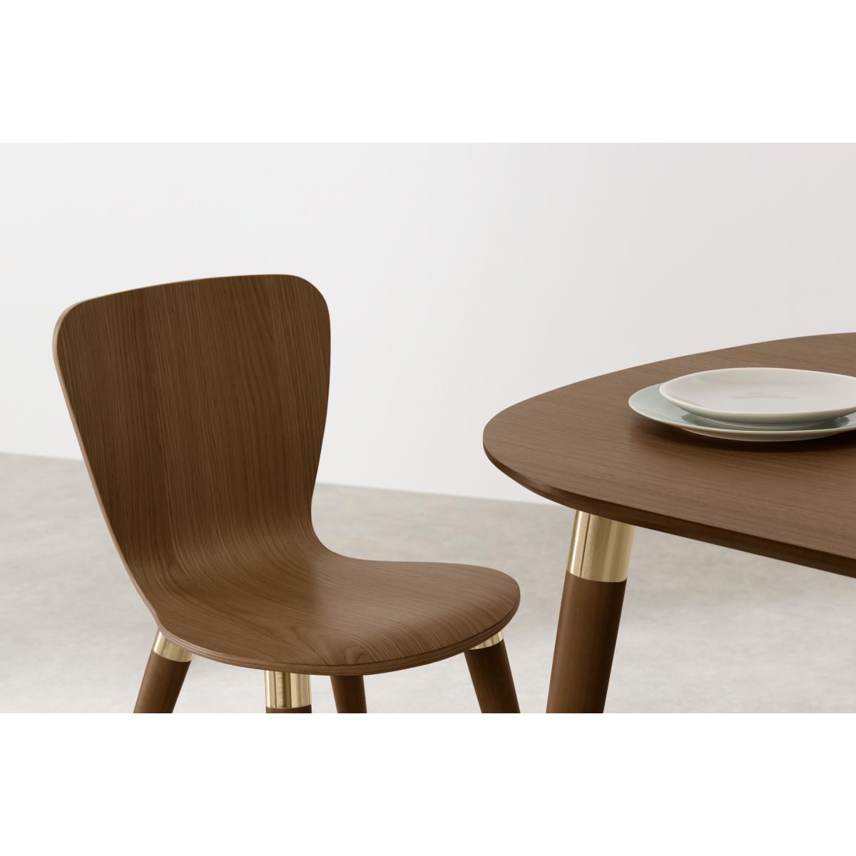 Set of 2 Edelweiss Dining Chairs, Walnut and Brass – image 4