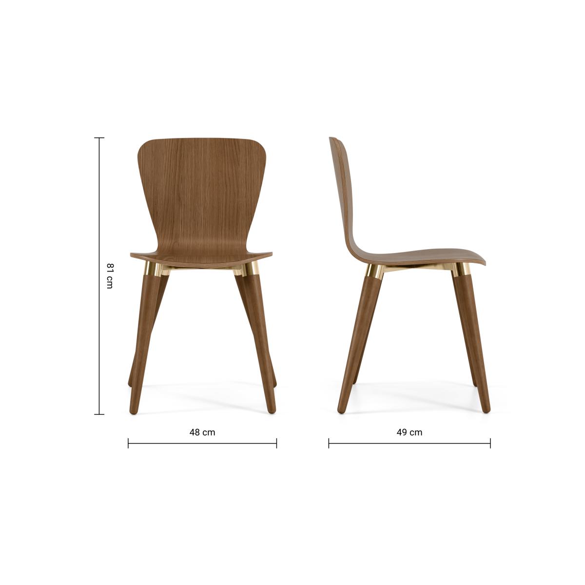 Set of 2 Edelweiss Dining Chairs, Walnut and Brass – image 8