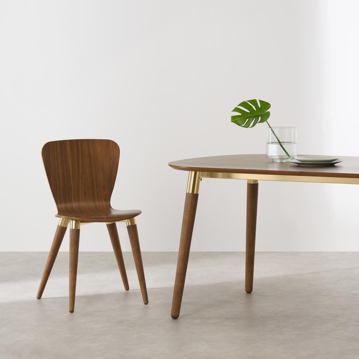 Set of 2 Edelweiss Dining Chairs, Walnut and Brass – image 9
