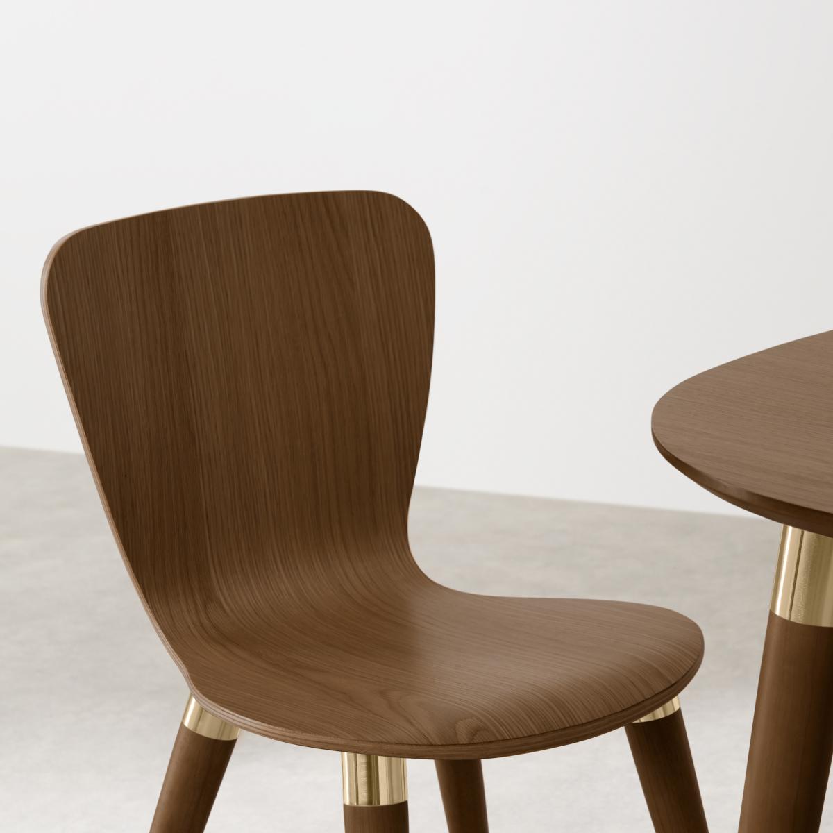 Set of 2 Edelweiss Dining Chairs, Walnut and Brass – image 10