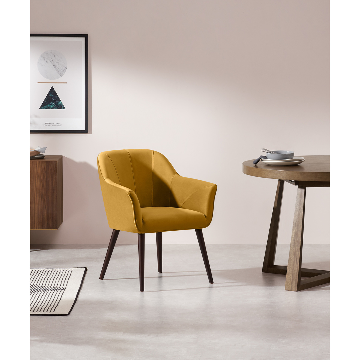 Fordell Carver Dining Chair, Mustard Velvet – image 8