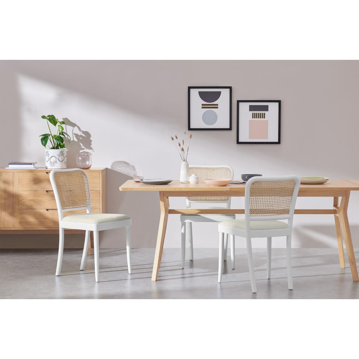 Raleigh Dining Chair, Whitewash Boucle & Rattan – image 4