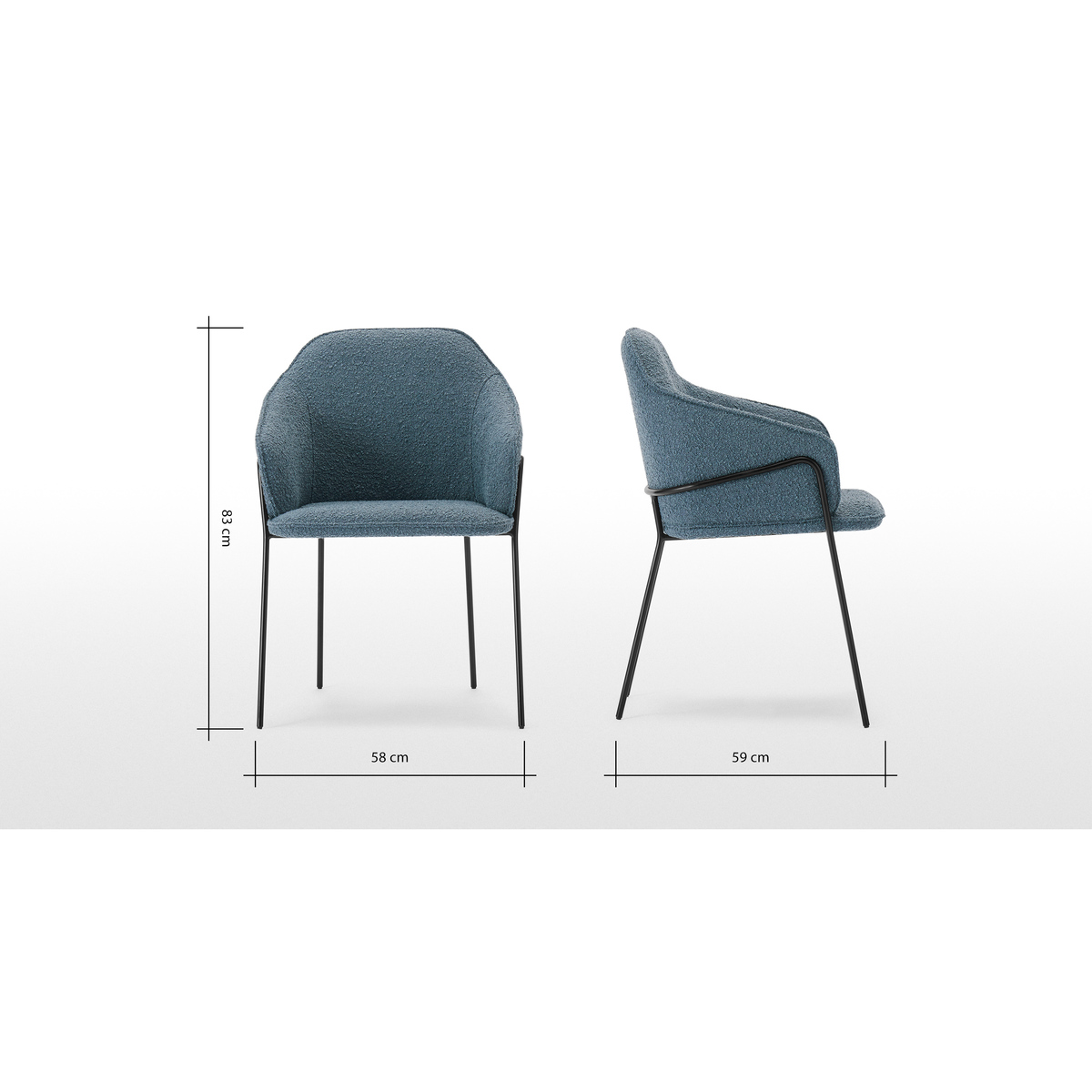 Stanley Carver Dining Chair, Dust Blue Boucle & Black – image 7