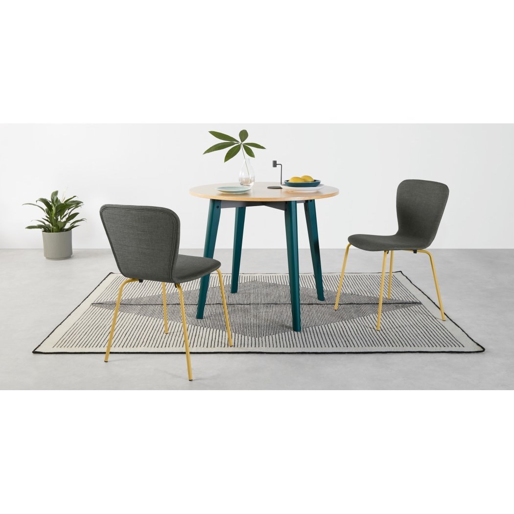 Luno - MADE Essentials Set of 2 Luno Dining Chairs, Grey and Saffron Yellow – image 2