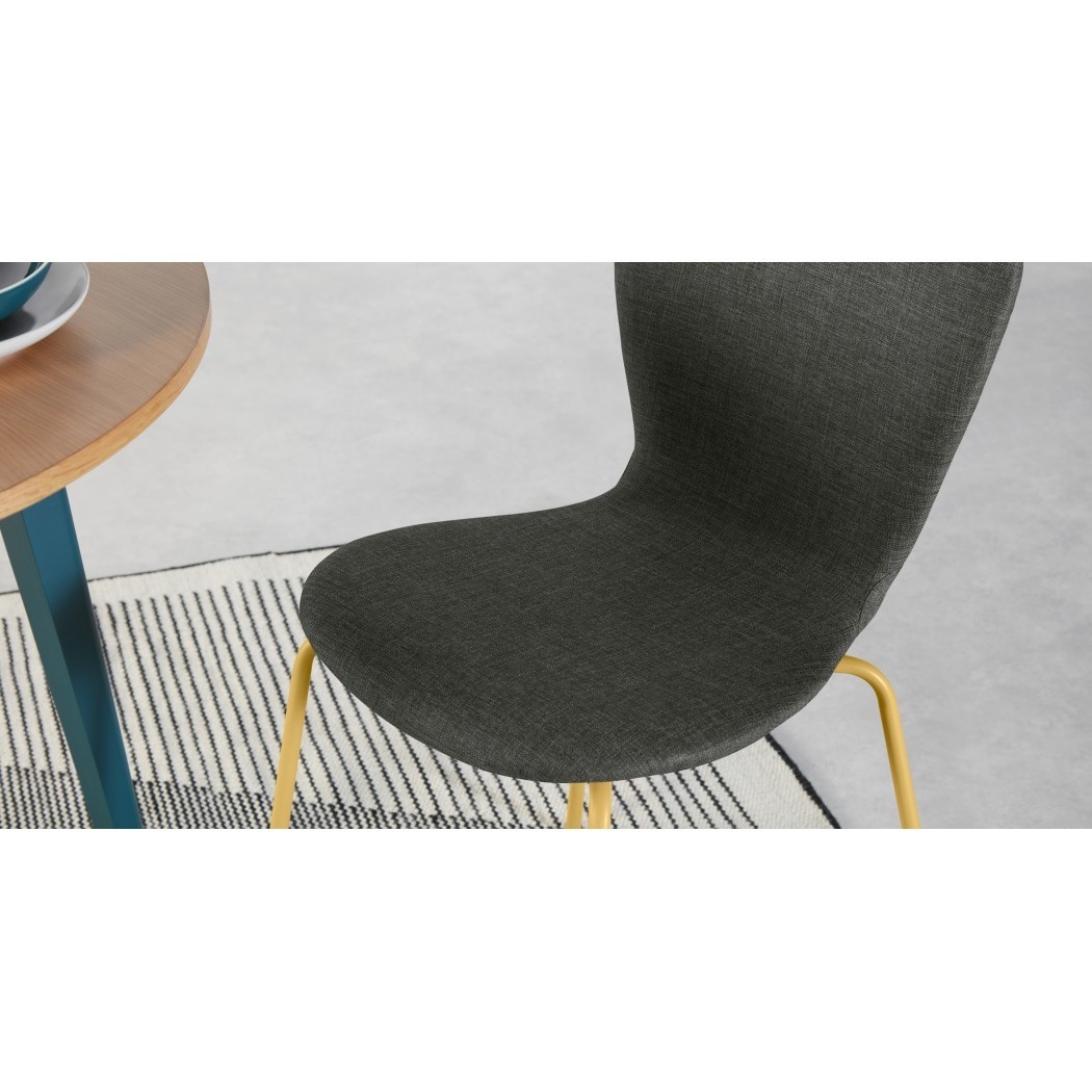 Luno - MADE Essentials Set of 2 Luno Dining Chairs, Grey and Saffron Yellow – image 3