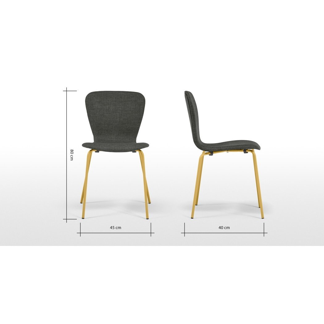 Luno - MADE Essentials Set of 2 Luno Dining Chairs, Grey and Saffron Yellow – image 5