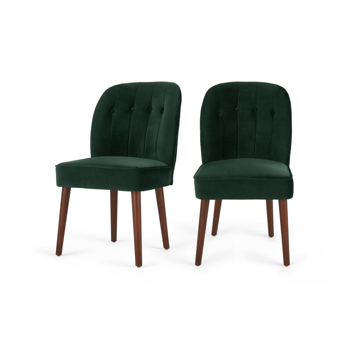 Margot Set of 2 Dining Chairs, Moss Green Velvet – image 2