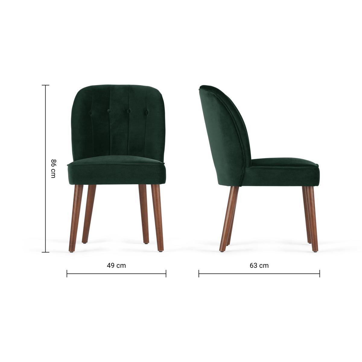 Margot Set of 2 Dining Chairs, Moss Green Velvet – image 7