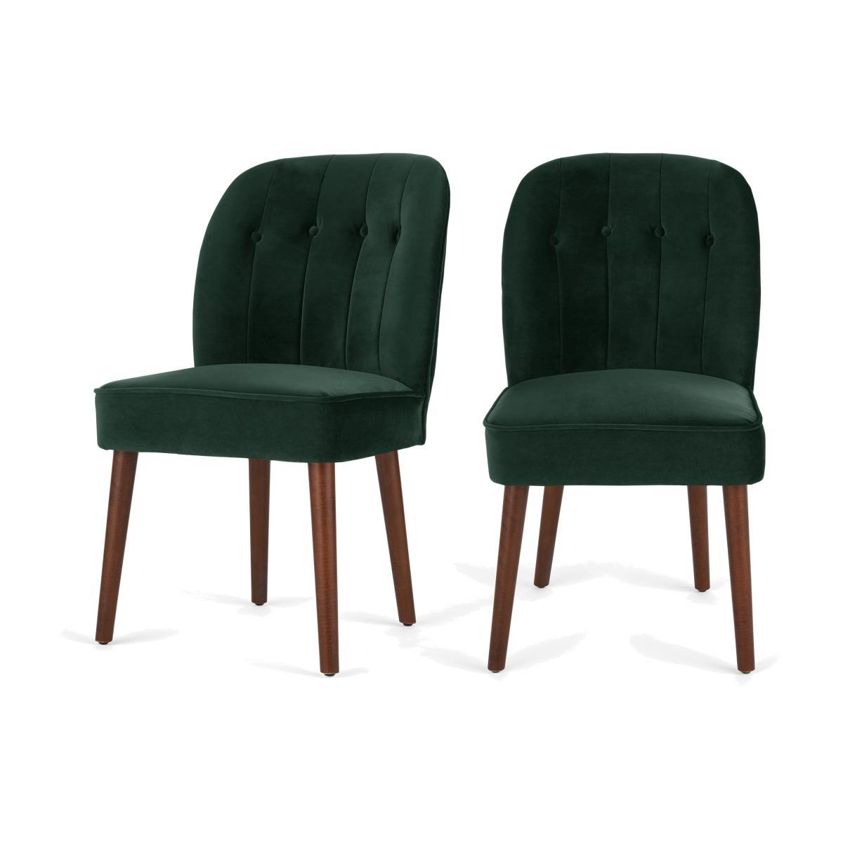 Margot Set of 2 Dining Chairs, Moss Green Velvet – image 1