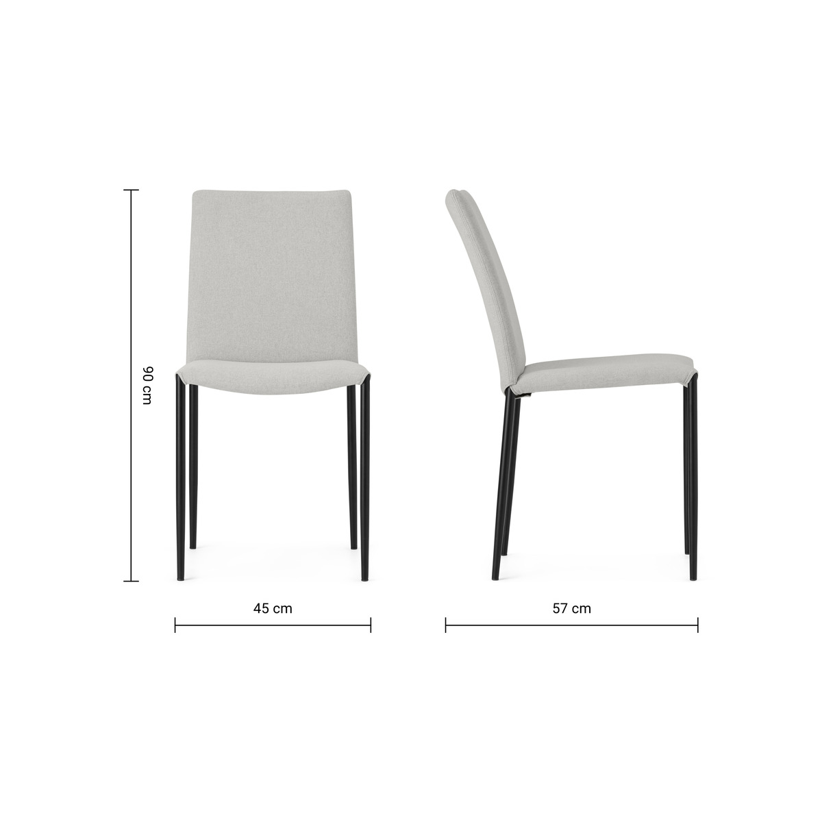 Braga Set of 2 Dining Chairs, Hail Grey – image 4