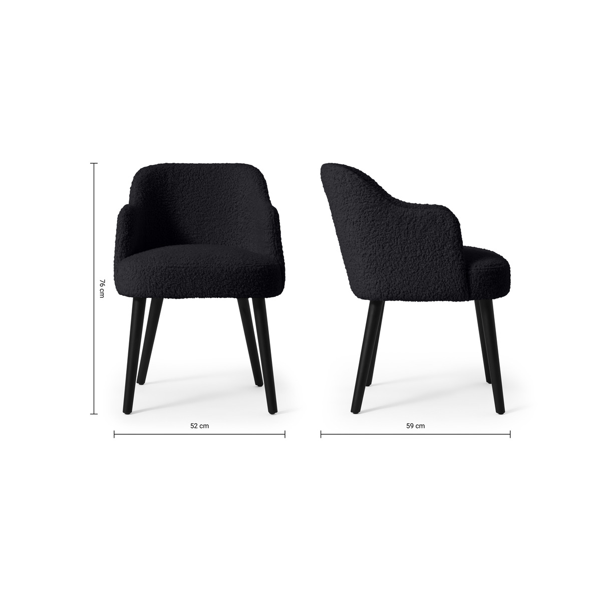 Swinton Carver Dining Chair, Black Faux Sheepskin with Black Legs – image 3