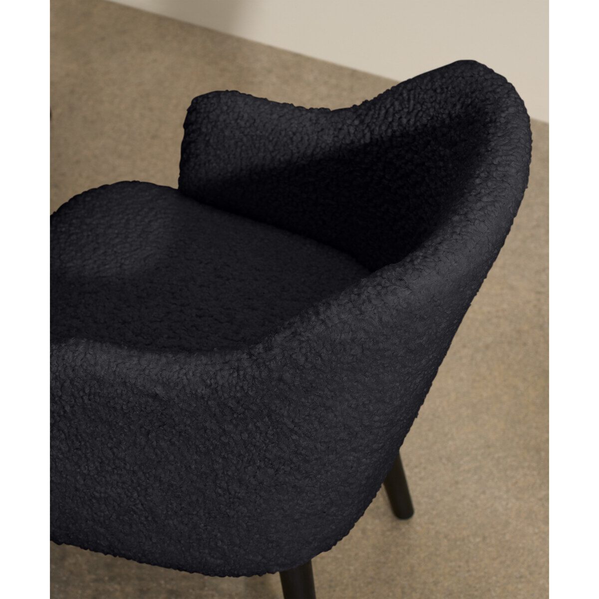 Swinton Carver Dining Chair, Black Faux Sheepskin with Black Legs – image 5