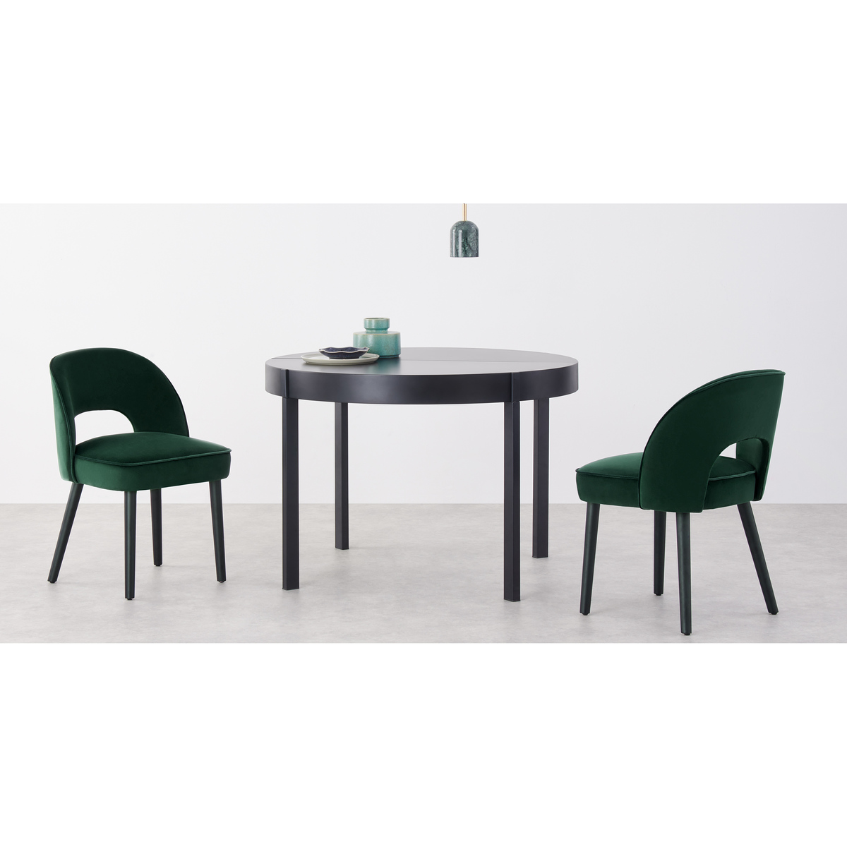 Set of 2 Rory Dining Chairs, Pine Green Velvet – image 3