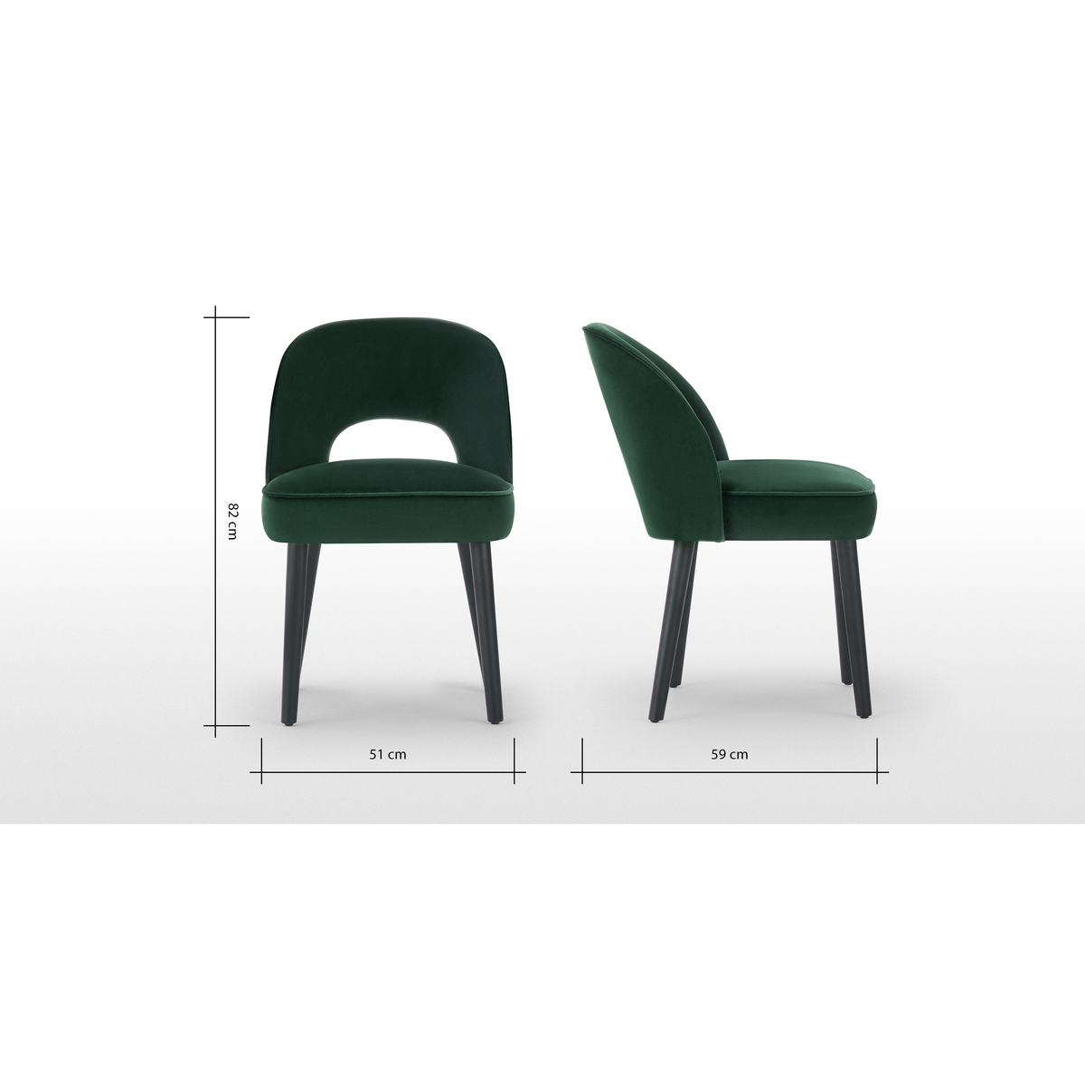 Set of 2 Rory Dining Chairs, Pine Green Velvet – image 8