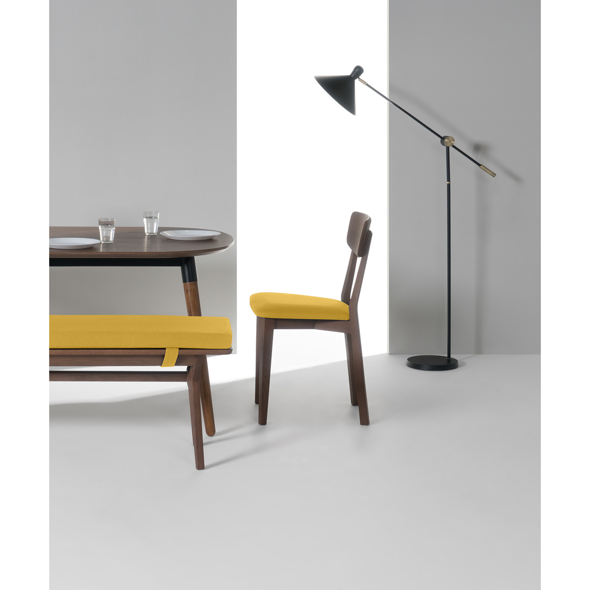 Jenson Set of 2 Dining Chairs, Yellow & Dark Stain Oak – image 9