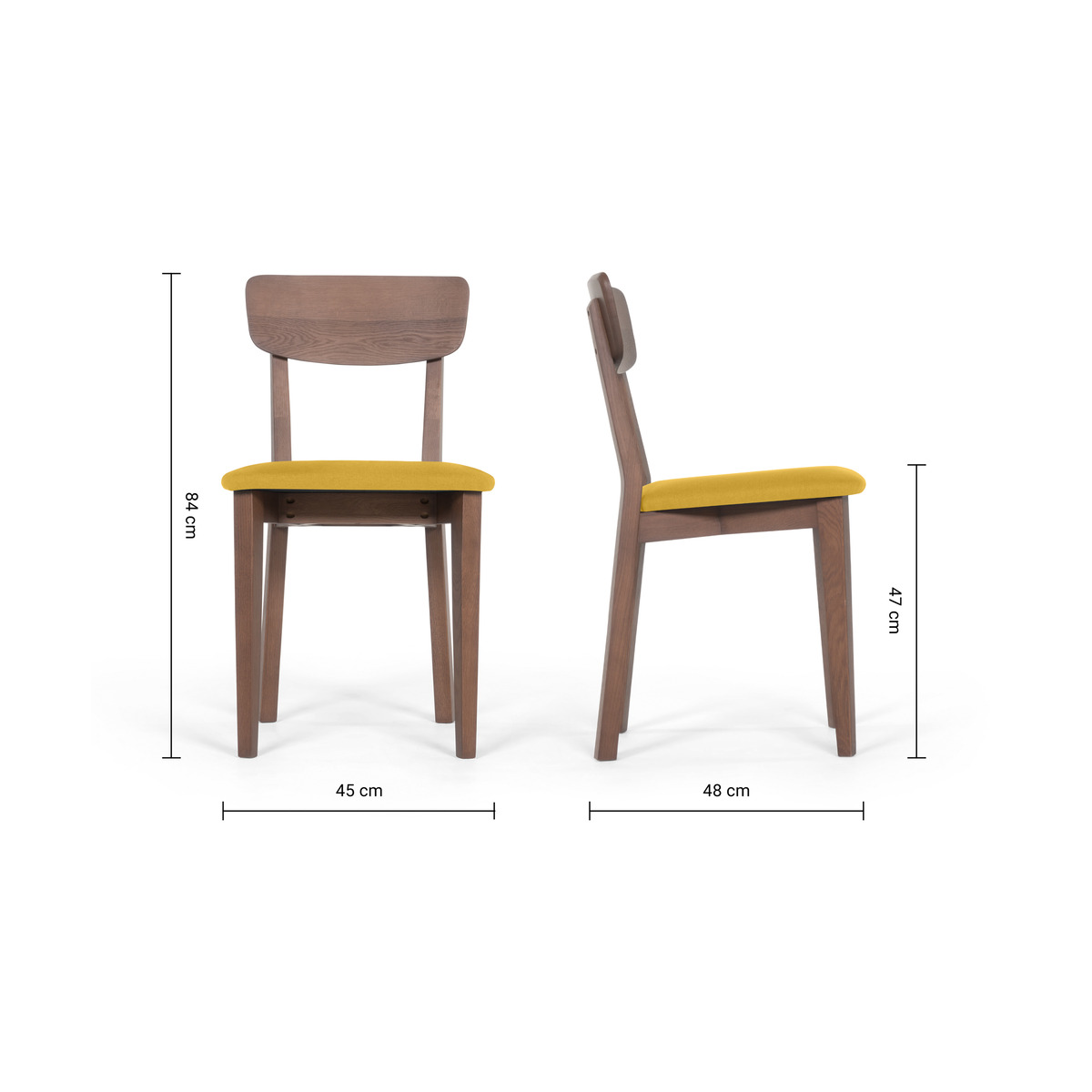 Jenson Set of 2 Dining Chairs, Yellow & Dark Stain Oak – image 10
