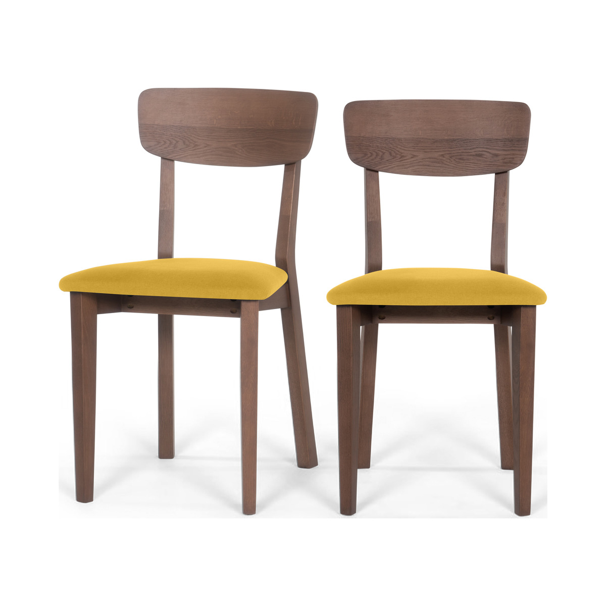 Jenson Set of 2 Dining Chairs, Yellow & Dark Stain Oak – image 1