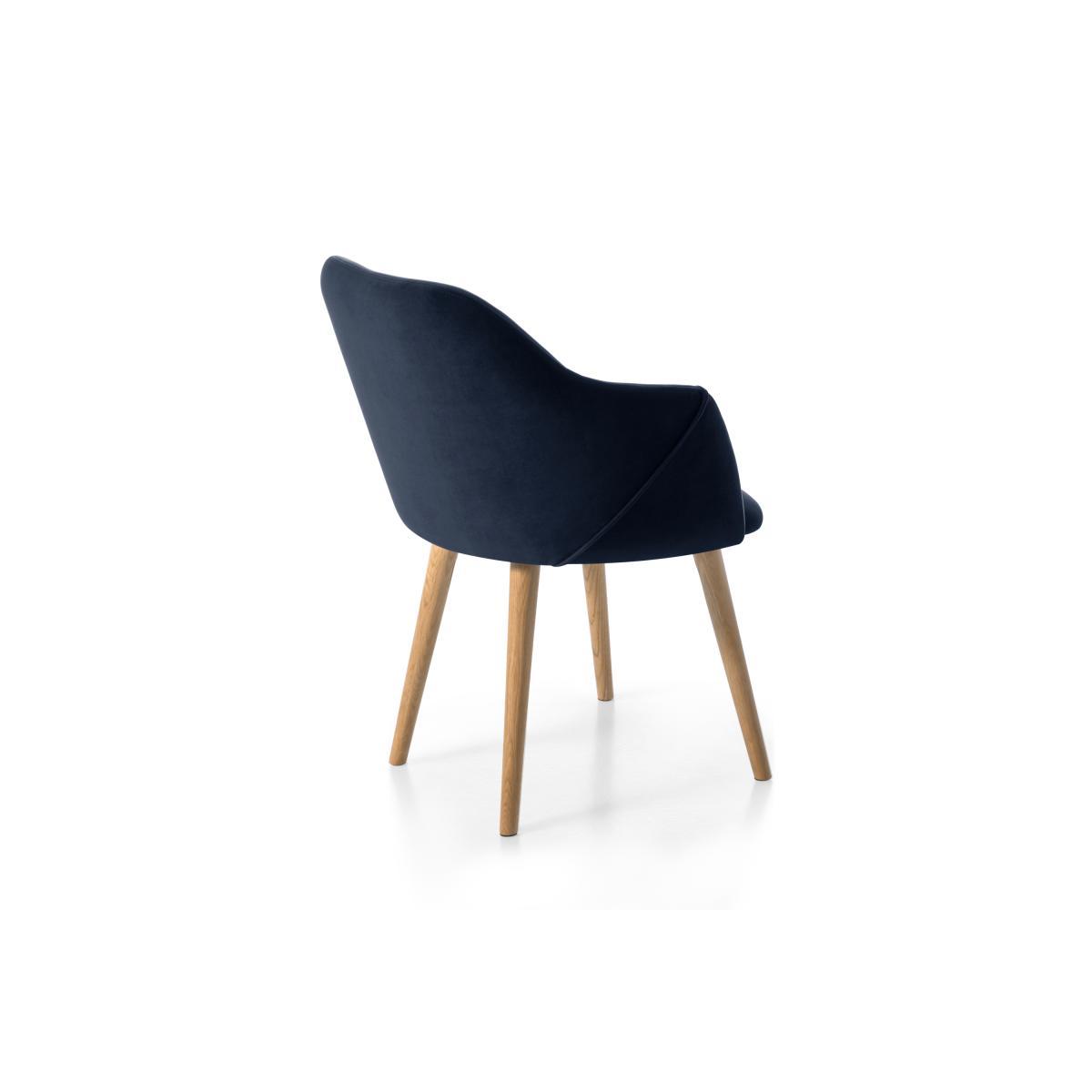 Set of 2 Lule Carver Dining Chairs, Royal Blue Velvet and Oak – image 5