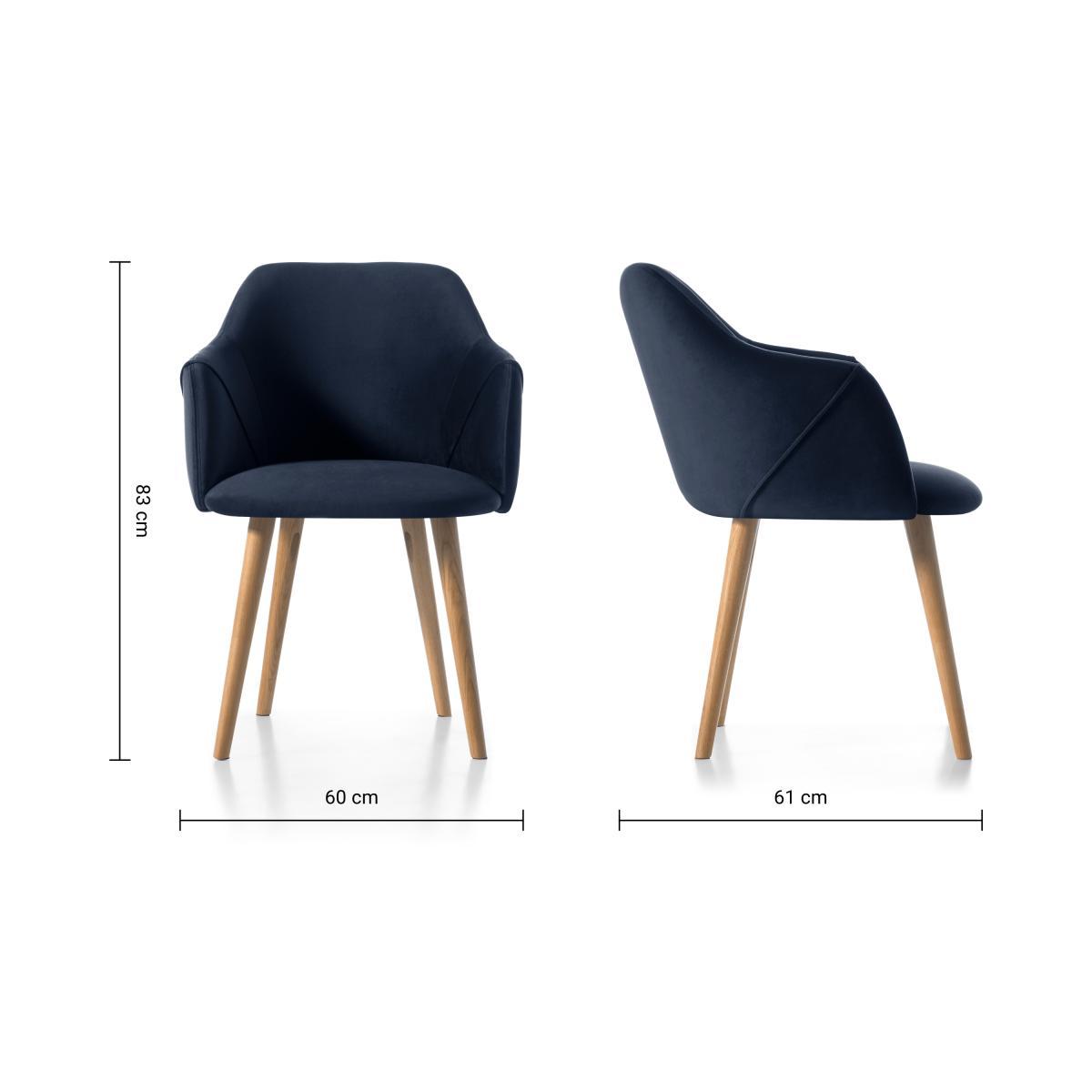 Set of 2 Lule Carver Dining Chairs, Royal Blue Velvet and Oak – image 8