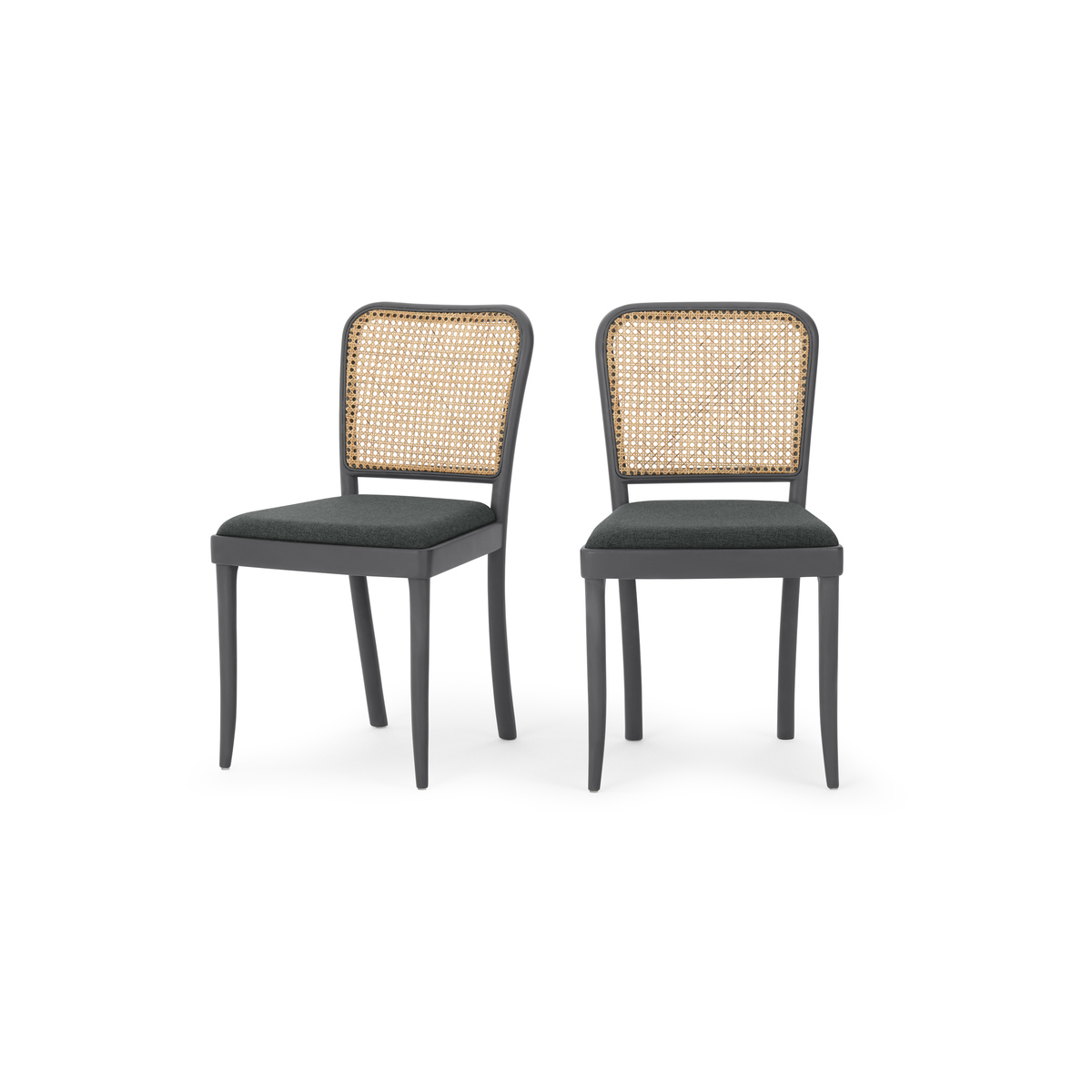 Set of 2 Raleigh Dining chairs, Charcoal and Rattan – image 2