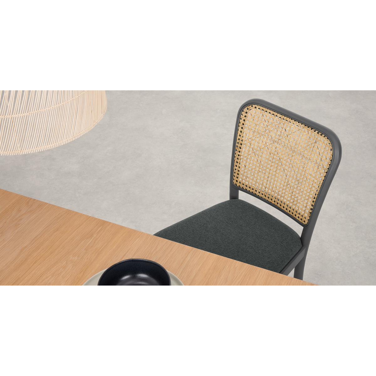 Set of 2 Raleigh Dining chairs, Charcoal and Rattan – image 6