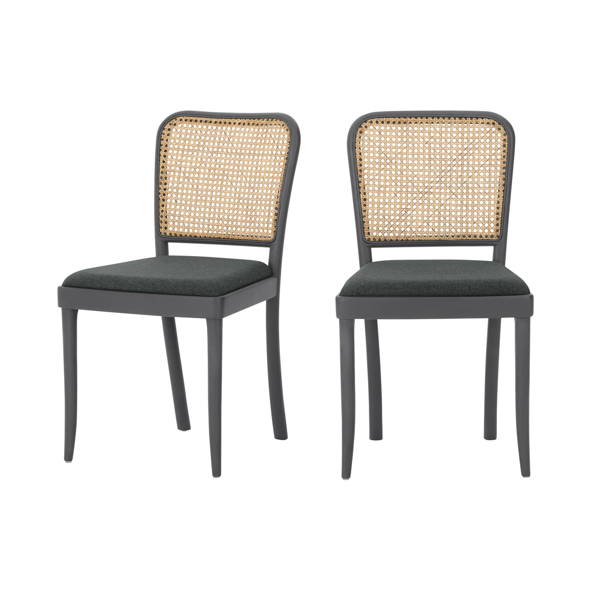 Set of 2 Raleigh Dining chairs, Charcoal and Rattan – image 1